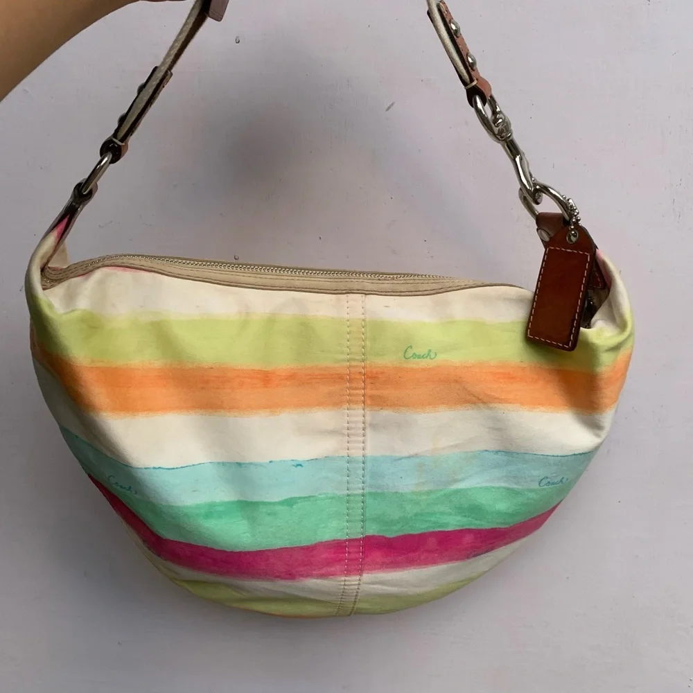 Coach soho striped small hobo summer pastels bag - Picture 3 of 8